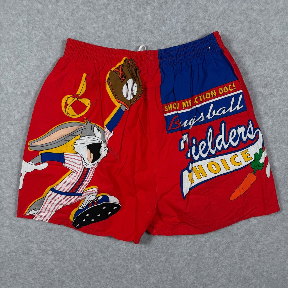 Vintage Looney Tunes Bugs Bunny Baseball Shorts Mens Large Elastic 90s Graphic - Picture 6 of 6